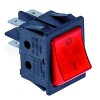 Rocker switch mounting measurements 30x22mm red 2NO 250V connection male faston 6.3mm