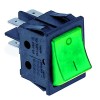 Wippenschalter Einbauma? 30x22mm grun 2NO 250V 16A beleuchtet 0-I Anschluss Flachstecker 6,3mm