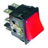 Rocker switch mounting measurements 30x22mm red 2CO 250V connection male faston 6.3mm