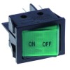 Wippenschalter Einbauma? 30x22mm grun 2NO 250V 16A beleuchtet ON-OFF Anschluss Flachstecker 6,3mm