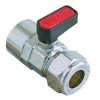Ball valve connection 1/2  IT - tube ?15mm DN10 total length 45mm chrome-plated brass