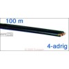 Anschlusskabel Telefon 4-adrig 100 m Rolle, flexibles Flachkabel, schwarz