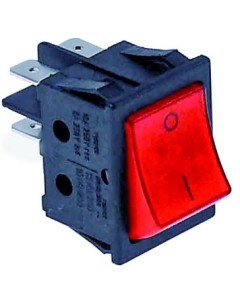 rocker switch mounting measurements 30x22mm red 2NO 250V 16A illuminated 0-I