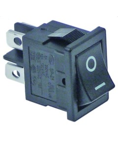 Rocker switch mounting measurements 19x13mm black 2NO 250V connection male faston 4.8mm