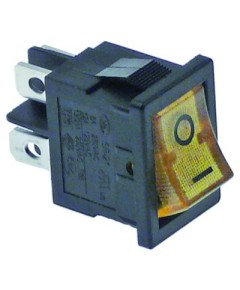 Wippenschalter Einbauma? 19x13mm gelb 2NO 250V 13A beleuchtet 0-I Anschluss Flachstecker 4,8mm