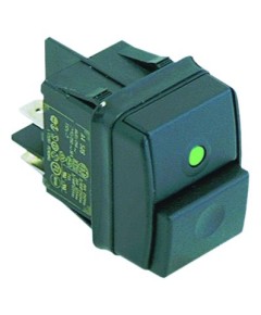 Push switch mounting measurements 30x22mm green 2NO 250V connection male faston 6.3mm