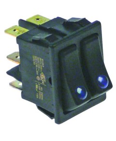 rocker switch mounting measurements 30x22mm blue/blue 1NO/NO 250V 16A illuminated