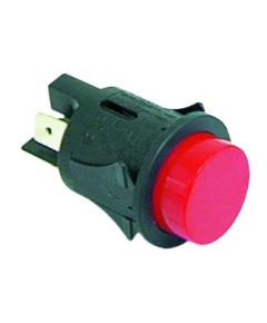Push switch mounting measurements ?25mm red 2NO 250V connection male faston 6.3mm 16A
