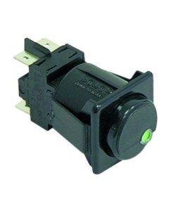Push switch mounting measurements 28.5x28.5mm black 2NO 250V connection male faston 6.3mm 16A