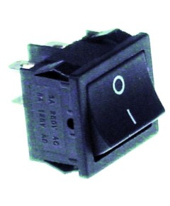 Rocker switch mounting measurements 19x22mm black 2NO 250V connection male faston 4.8mm