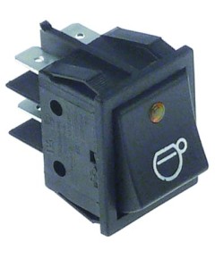 rocker switch mounting measurements 30x22mm orange 2NO 250V 16A illuminated cup