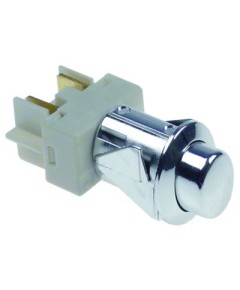 push switch mounting measurements 20,6x16,4mm oval chrome 2NO 250V 16A connection male faston 6.3mm