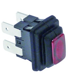 push switch mounting measurements 19x13mm square red 2NO 250V 16A illuminated