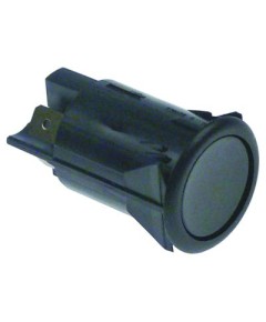 push button mounting measurements ?25mm round black 2NO 250V 16A connection male faston 6.3mm