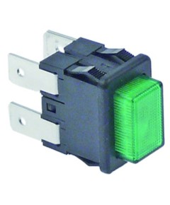 push switch mounting measurements 19x13mm square green 2NO 250V 16A illuminated