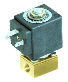solenoid valve 2-ways 230 VAC connection 1/8  DN 2,5mm slide-on receptacle DIN -20° up to 130°C