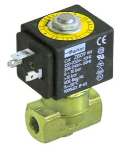 solenoid valve 2-ways 230VAC connection 1/8  L 40mm DN 2,5mm slide-on receptacle DIN