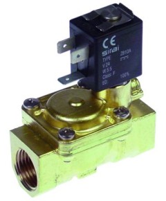 solenoid valve brass 24VDC inlet 1/2  IT outlet 1/2  IT connection 1/2  L 66mm DN 13,5mm