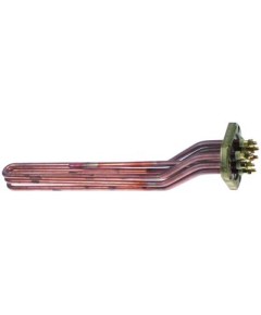 Heating element 2800W 230V L 350mm 3 hole flange connection male faston 6.3mm tube ? 8mm