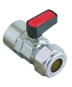 Ball valve connection 1/2  IT - tube ?15mm DN10 total length 45mm chrome-plated brass