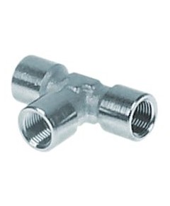 T-piece thread 1/8  IT - 1/8  IT - 1/8  IT nickel-plated brass L 35mm