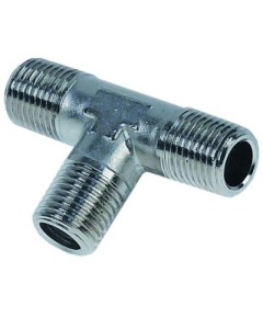 T-piece thread 1/4  ET - 1/4  ET - 1/4  ET nickel-plated brass L 49mm