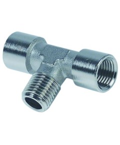 T-Stuck Gewinde 1/4  IG - 1/4  AG - 1/4  IG Messing vernickelt L 49mm