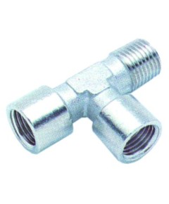 T-Stuck Gewinde 1/8  AG - 1/8  IG - 1/8  IG Messing vernickelt L 37mm