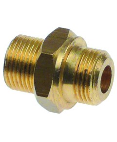 double nipple T1: 3/8  T2: 3/8  int. ? 1 8,3mm int. ? 2 10,3mm L 30mm brass Qty 1 pcs