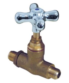 Absperrventil Anschluss 1/2  26x19G gerade Baul?nge 123mm EP beliebig