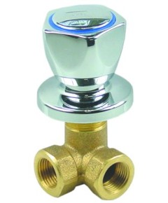 Absperrventil Anschluss 1/2  1/2  kalt Baul?nge 30mm EP links Rosetten-Gewinde G2 26x18G