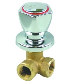 Absperrventil Anschluss 1/2  1/2  warm Baul?nge 30mm EP rechts Rosetten-Gewinde G2 26x18G