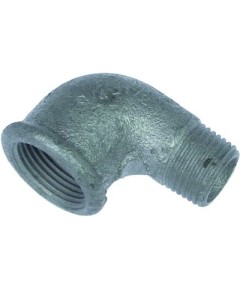 Angle piece thread 1/2  ET - 3/4  IT zinc-coated cast iron