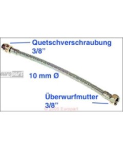 Anschlussschlauch Sanit?r 10mm 3/8  flexibel 500 mm lang - ?berwurfmutter/Quetschverschraubung