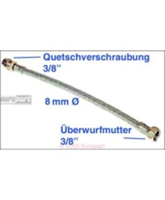 Anschlussschlauch Sanit?r 8mm 3/8  flexibel 500 mm lang - ?berwurfmutter/Quetschverschraubung