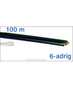 Anschlusskabel Telefon 6-adrig 100 m Rolle, flexibles Flachkabel, schwarz