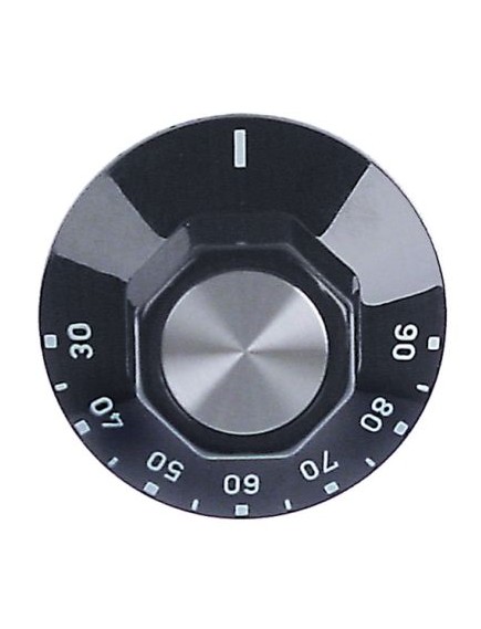 knob thermostat t.max. 90°C ? 50mm shaft ? 6x4.6mm shaft flat upper black temperature range 30-90°C