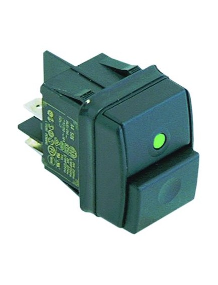 push switch mounting measurements 30x22mm mechanically locked rectangular green 2NO 250V 12A