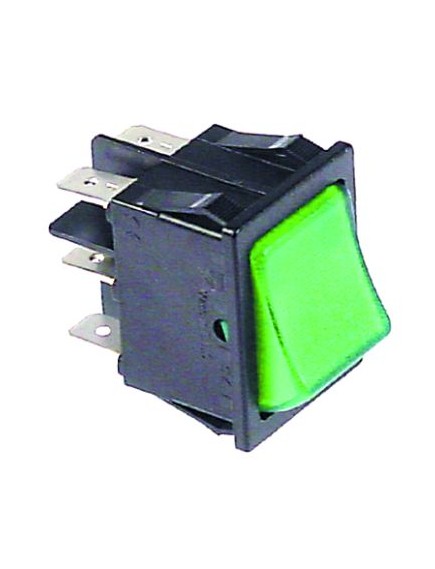 rocker switch mounting measurements 30x22mm green 2CO 400V 10A illuminated