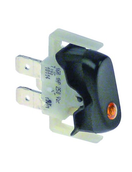 rocker switch black 1NO 250V 16A illuminated 1-pole