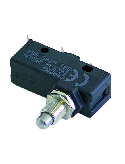 microswitch with plunger  250V 16A 1CO thread M10x1 connection male faston 6.3mm