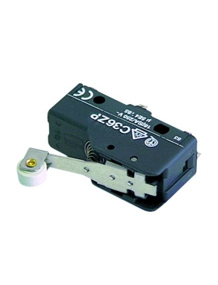 microswitch with handle with a switch  250V 16A 1CO connection soldering connection L 48mm L1 39mm