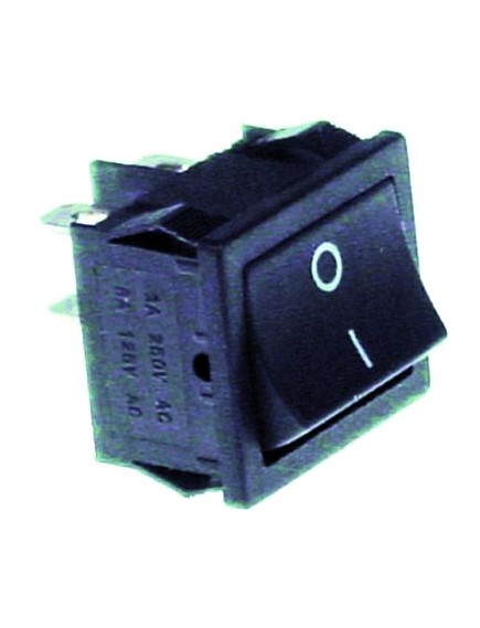 rocker switch mounting measurements 19x22mm black 2NO 250V 10A 0-I connection male faston 4.8mm