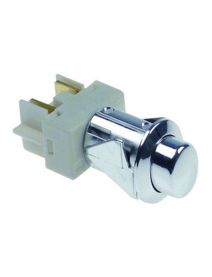 push switch mounting measurements 20,6x16,4mm oval chrome 2NO 250V 16A connection male faston 6.3mm