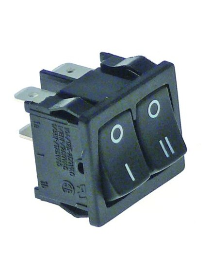 Rocker switch mounting measurements 19x22mm black 1NO/NO 250V connection male faston 4.8mm