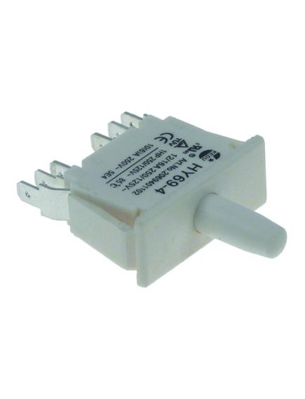 microswitch with plunger with push button 250V 12A 2CO connection male faston 6.3mm L 28x10mm