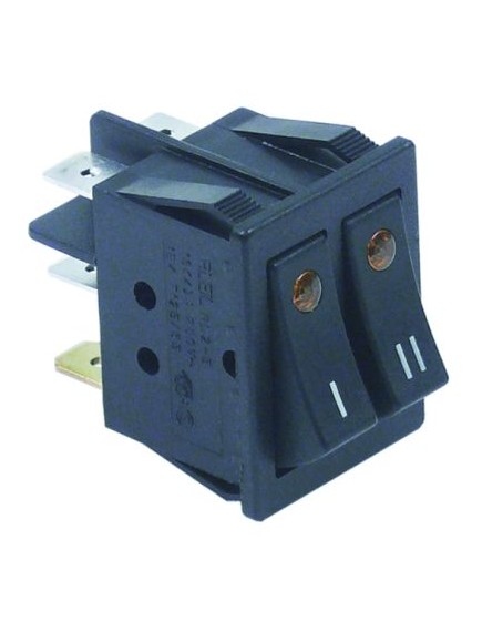 rocker switch mounting measurements 30x22mm orange/orange 1NO/NO 250V 16A illuminated 0-I/0-II