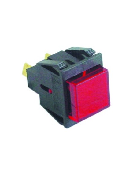 Indicator light mounting measurements 27.2x22.2mm 230V red connection male faston 6.3mm