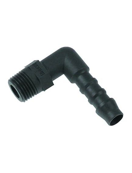 hose connector plastic angled thread 1/8  hose ? 6mm Qty 1 pcs