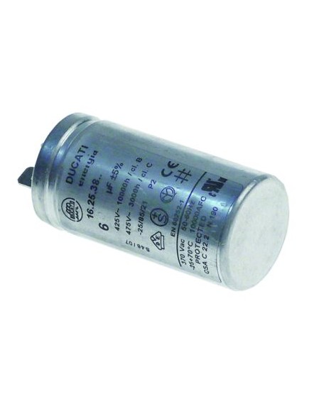 Betriebskondensator Kapazit?t 6µF 425/475V mit Metallmantel Toleranz 5% ? 31mm L 60mm
